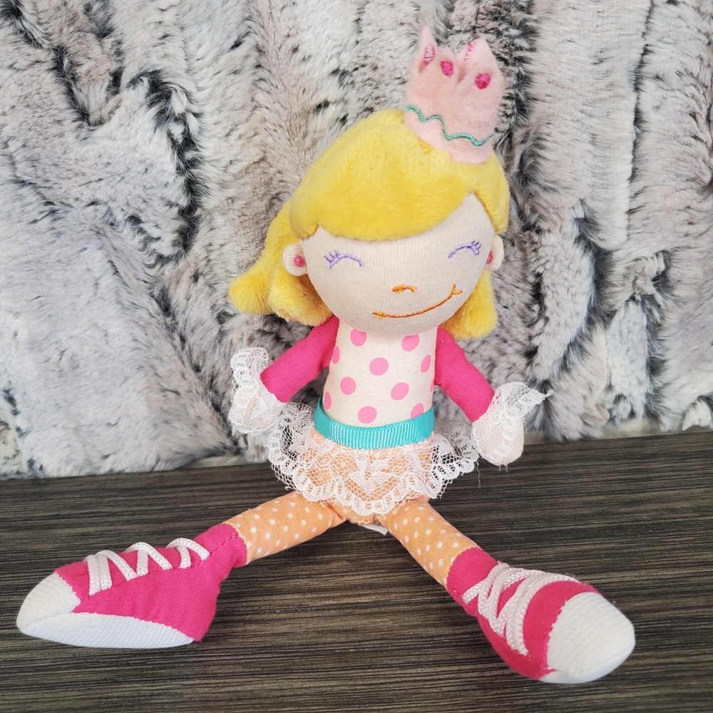 TICKLE & MAIN BALLERINA PRINCESS Girl 8" Plush Cloth Doll Blonde With Pink Crown